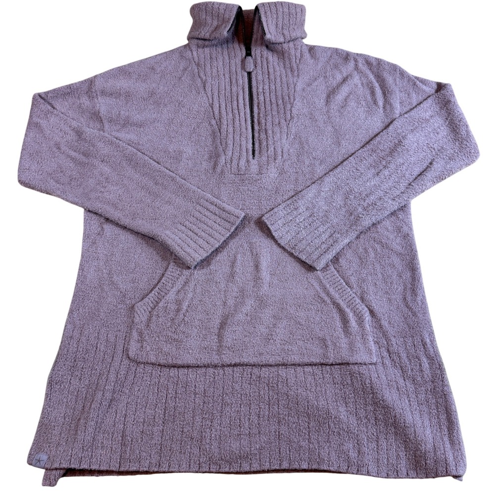 Barefoot Dreams CozyChic Lite Ribbed Quarter Zip Tunic Sweater Mauve XS